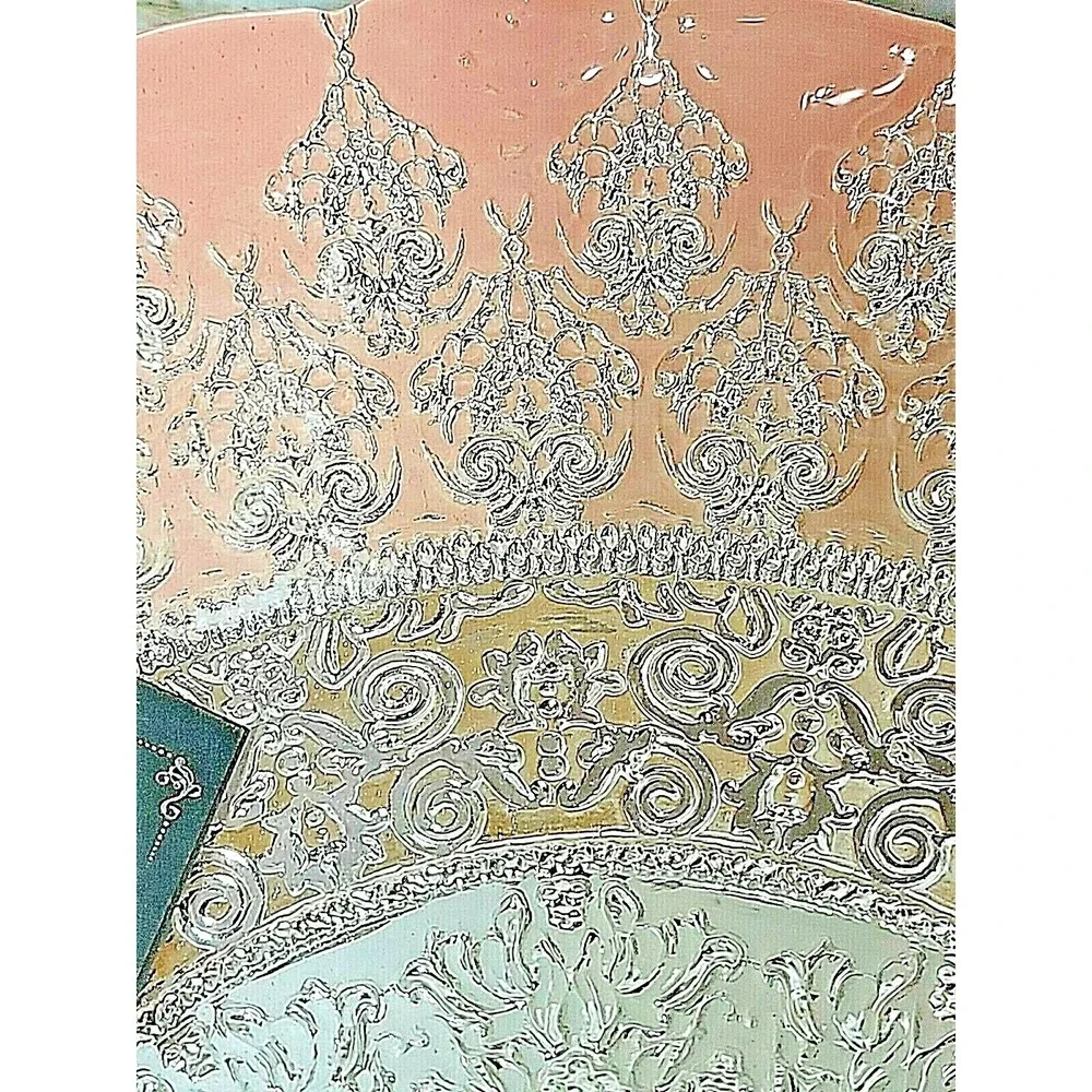 Silverina Istanbul Pink Glass Platter Genuine 99% Silver Turkish Handmade 13